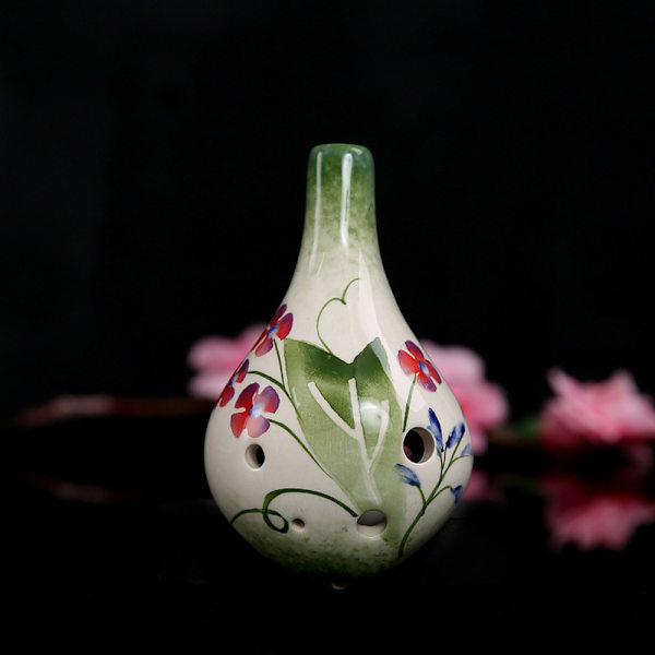 6-huls ocarina, alt C, glaseret keramik, smukt design, gaveidé