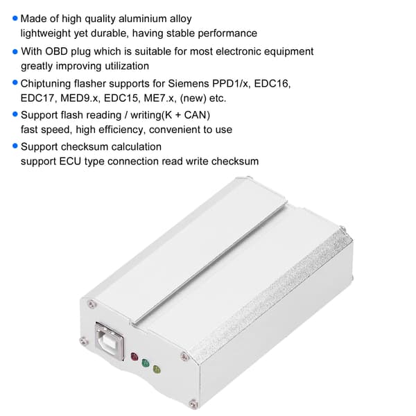 ECU Chip Tuning Verktøysett Chiptuning Flasher Disk OBD Kabel Plugg Metallboks Autodiagnostikk