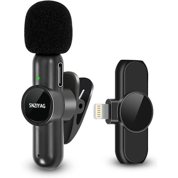 Trådlös Lavalier-mikrofon för iPhone iPad, Plug-Play trådlös mikrofon för videoinspelning, professionell Lav-mikrofon för YouTube, TikTok, Clip-on-mikrofoner