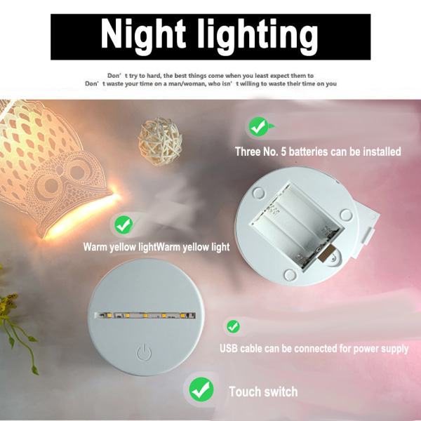 Kreativ present 3d nattlampa, ny och originell LED liten bordslampa