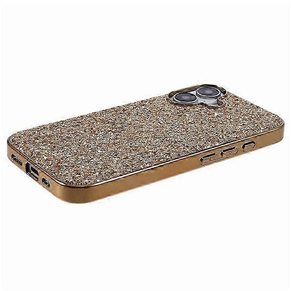 Kompatibel med iPhone 16-deksel TPU + PC glitrende telefonbakdeksel Gold