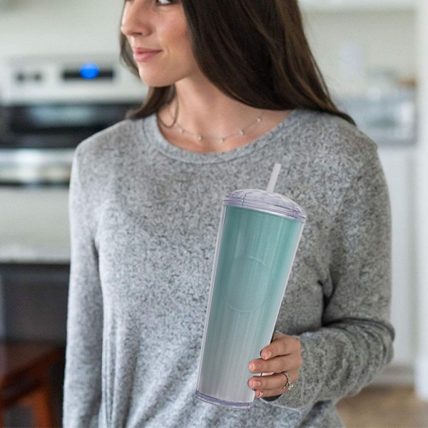750 ml kuppelformet kaldtvannskopp, drikkekopp, dobbeltlags plast