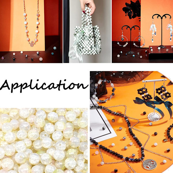 Ett paket färgade glaspärlor i sprickad jade 8mm i olika