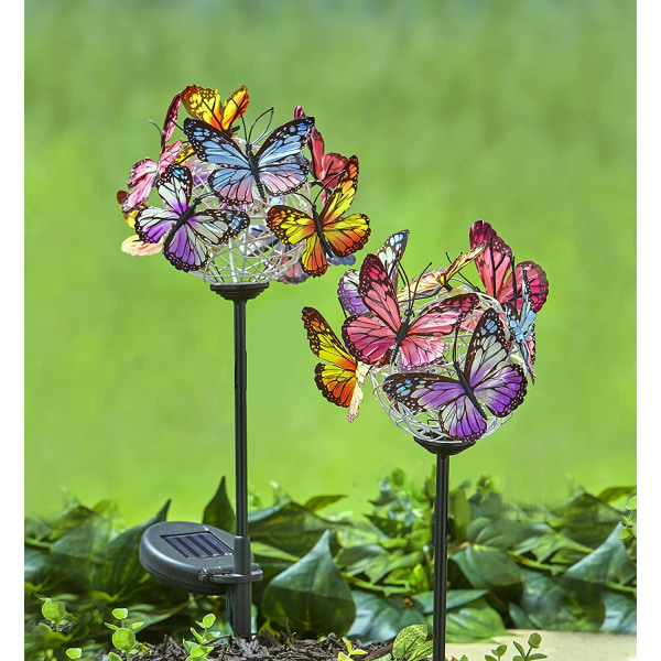 Garden Solar Light Butterflies Decor - [2 Pack] Butterfly Waterp
