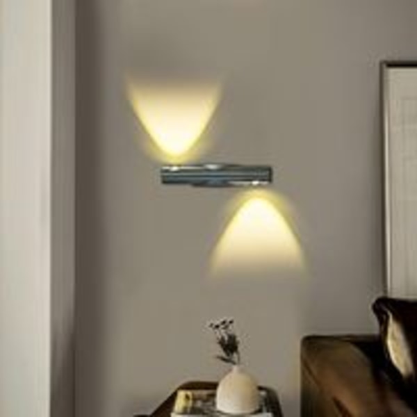 Modern vägglampa inomhus 2 LED 6W upp och ner 360 graders roterbar aluminiumbelysning dekoration justerbar lampa för sovrum vardagsrum kontor trappa