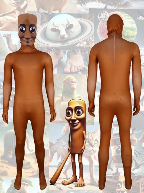 Cosplay Tung Sahur Jumpsuits Hætte Bodysuits Halloween Kostumer Dragter ^M. 140cm
