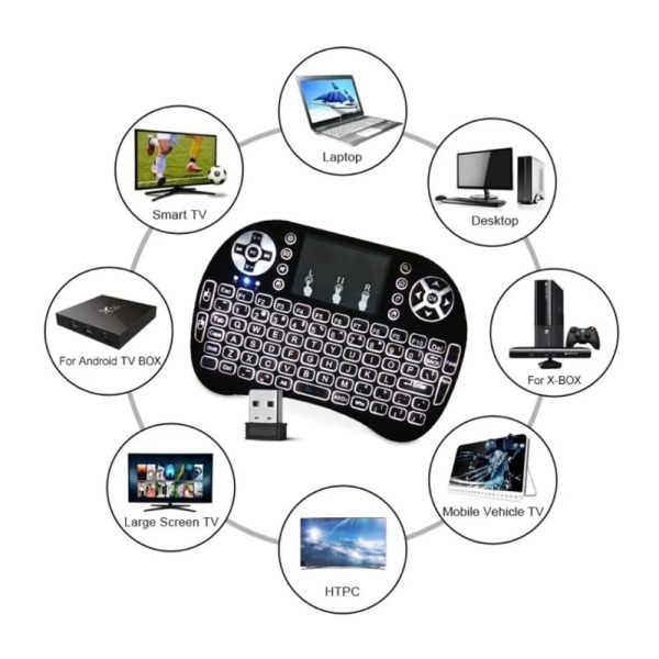 Mini Bluetooth-tangentbord (handhållet tangentbord), bakgrundsbelyst minitangentbord