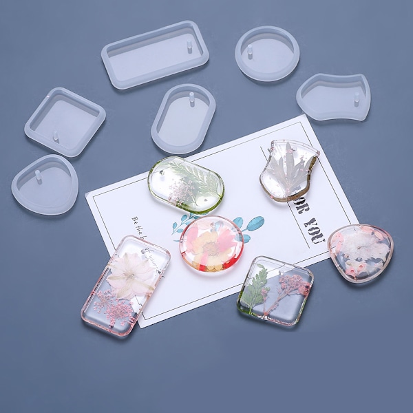 Pack Shiny Shape Tag Resin Mold Handmade Keychain Silicone Mold