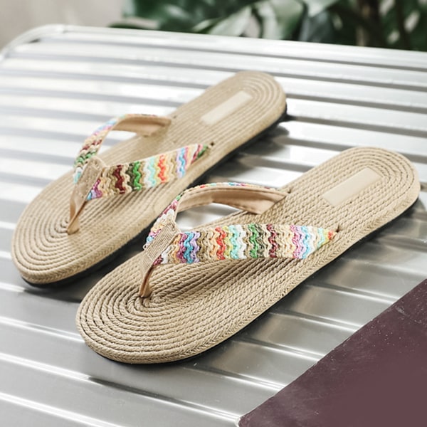 Sommarflip-flops för kvinnor Stabil klack Trendiga Bekväma Lätta Strandflip-flops Casual Sandaler för Semester Tunn 38