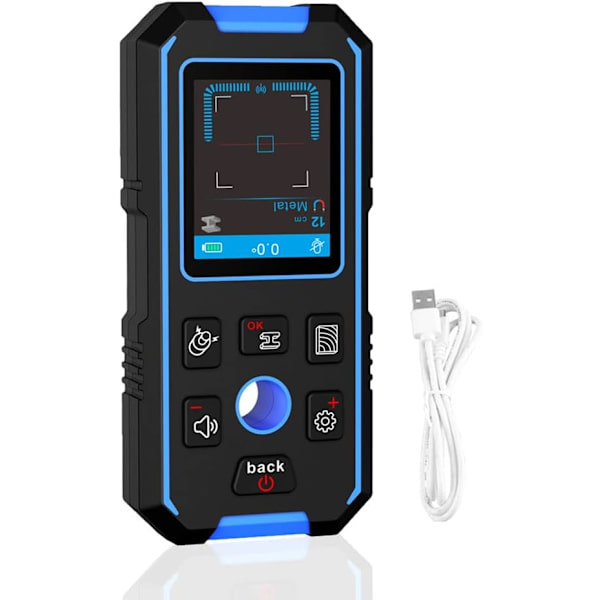 NF-518 Erittäin tarkka seinäilmaisin 2,4 tuuman LCD-näytöllä, sisäänrakennettu 390 mAh akku + USB-kaapeli, 3 tunnistustilaa, ääni-ilmoitustoiminto,