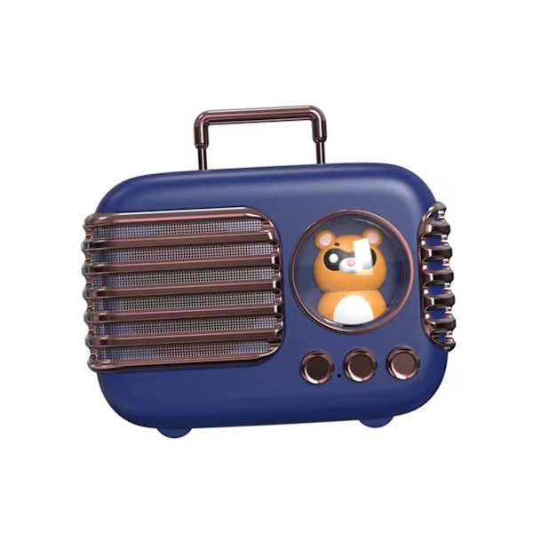 Blå söt retro Bluetooth-högtalare Mini Resväska Mini Högtalare Kreativ Vintage Vacker Liten Högtalare