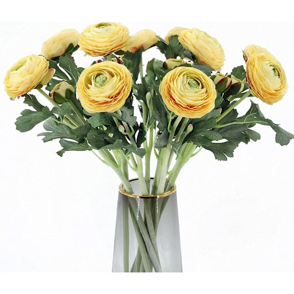 10 stk. kunstige blomster to-hovedede ranunkler