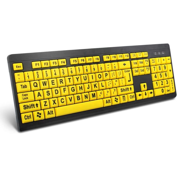 Large Print Computer Keyboard, Wired USB High Contrast Keyboard