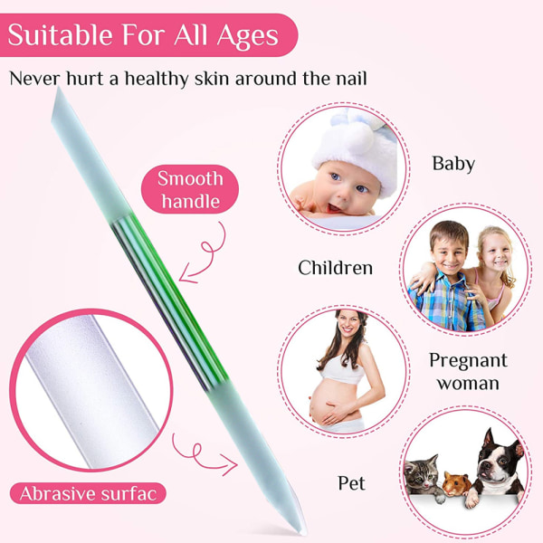 Glass Cuticle Pusher Cuticle Stick Set Dobbeltsidig Negl