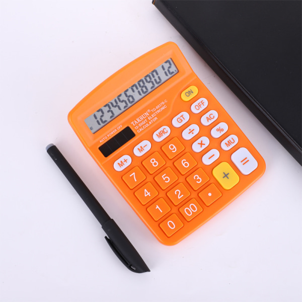 Desktop Miniräknare 12-siffrig med stor LCD-skärm och Fragrant Orange