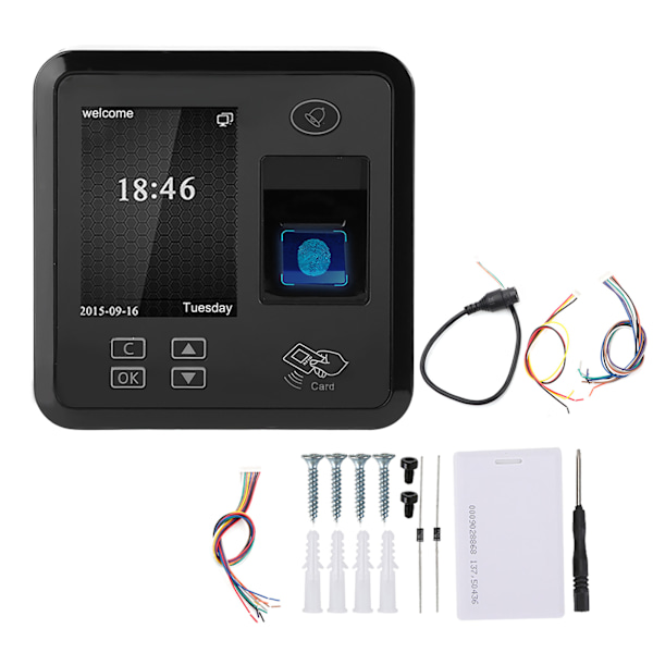 TCP IP 2,4 tommer TFT 125KHZ Fingeraftryk RFID Kort Tidsregistrering Maskine Adgangskontrolsystem
