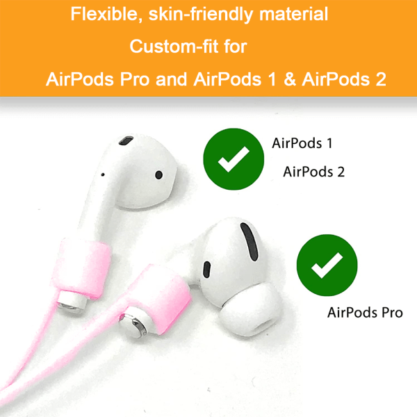 2 par magnetiska anti-förlorade remmar för AirPods, mjuk silikon