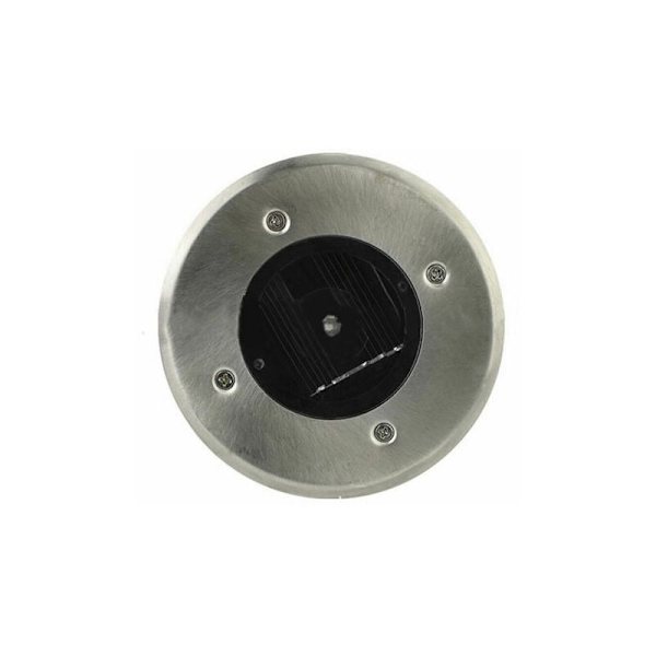 Sæt med 6 solcelledrevne LED-spotlights indbygget i jorden - Rund - Diameter: 85 mm - Udendørs modstandsdygtig over for basen - Rustfrit stål front - 6 sol