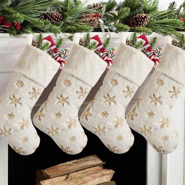 Christmas Stockings 4 Pack 19 Inch, Large Faux Fur Xmas