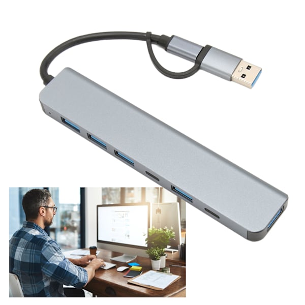 USB 3.0 USB C Hub 7 i 1 USB C Hub 5 USB 3.0 2 USB C Port 7 i 1 Multiport Adapter til Windows OS X