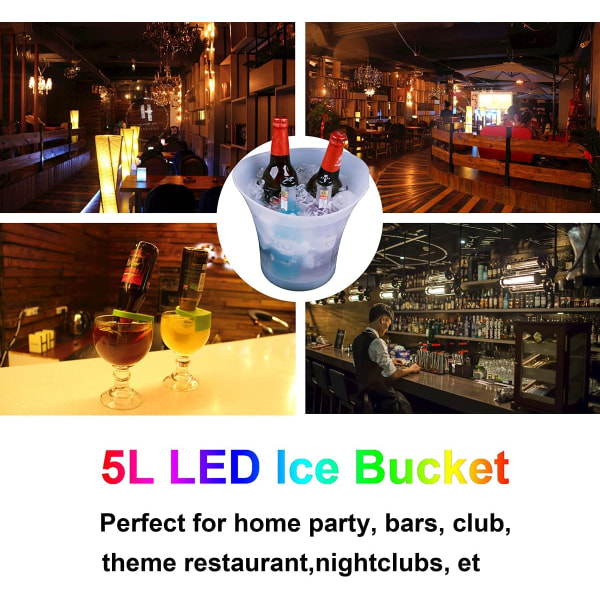 Tiandirenhe LED-jääämpäri, samppanjajäähdytin led, 5L LED-jääämpäri, Zum