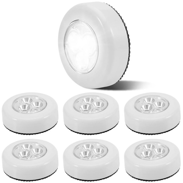 Pakke med 6 LED-skabeslamper, hvidt natlys, skabsbelysning, underenhedslamper, touch-lys, hvid