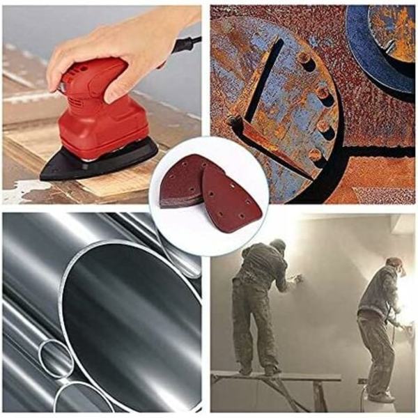 50-pack slippapper, sandpapper, 5 hål - 90 x 140 mm - slippapper trianglar - 10 x korn 40/60/80/120/240 - för Black and Decker triangelslip