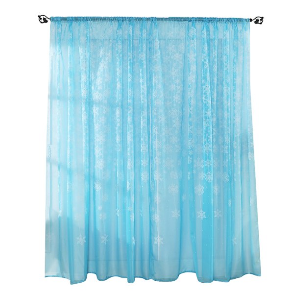 Sky Blue  Snøfnugg Mønster Transparent Trykt Vindusgardin Voile Sheer Paneler for Soverom Stue