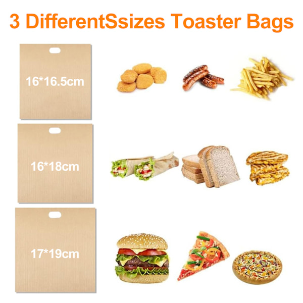 6 stk. Non-Stick Toasterposer, Toasterposer Non Stick Sandwich Toastie Pose Premium Genanvendelige Toasterposer, Toastieposer Varmebestandige Pizza Brød Snack