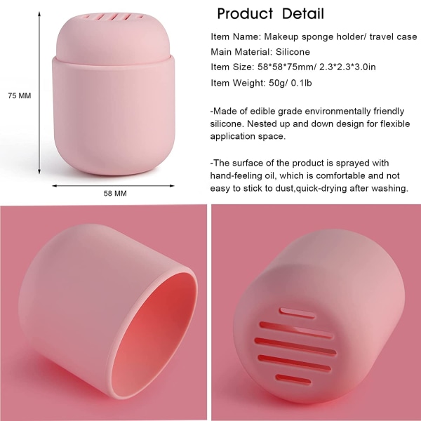 1 stk - Silikone Makeup Æg Opbevaring Pink