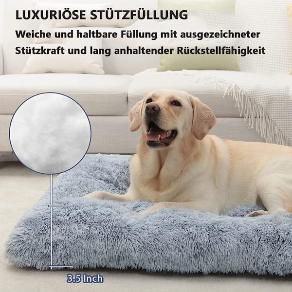 Stor hundsäng tvättbar hundbur madrass lugnande fluffig anti-ångest hundsängar deluxe plysch hundmatta med halkfri botten