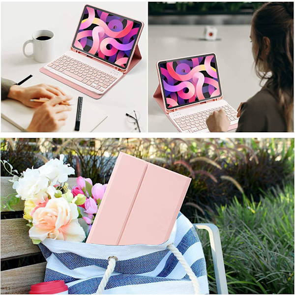 iPad 9,7 tastaturdeksel med mus og bakgrunnsbelysning og pennholder, slank