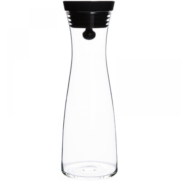 Vattenkaraff av glas, 1 liter, glaskaraff med lock, silikon