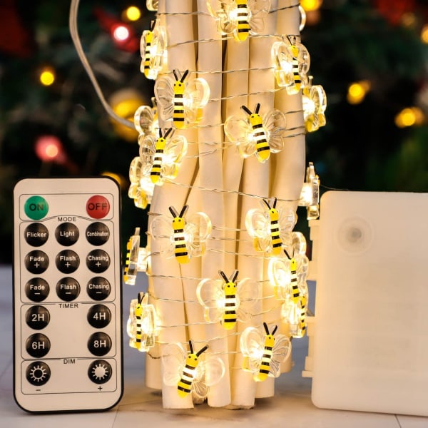 Bee dekorativa ljusslingor, USB & batteridriven Fairy