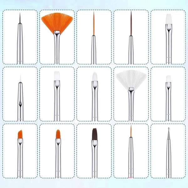 15 st/set nagelkonst liner pensel akryl UV-gel ritning målningsverktyg manikyrverktyg (svart)