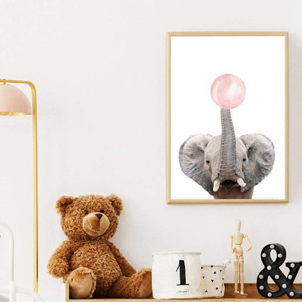 Nordiska idéer 3 affischer Giraff Lejon Elefant Affischer Moln Måne