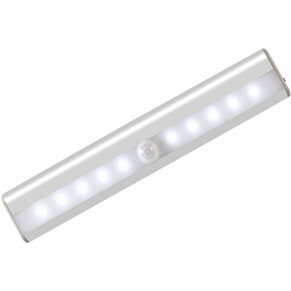 Skåpsbelysning med sensor, rörelsesensorlampa, 10 LED-nattlampa med magnetremsa, USB-driven (trådlös), automatisk skåpsbelysning