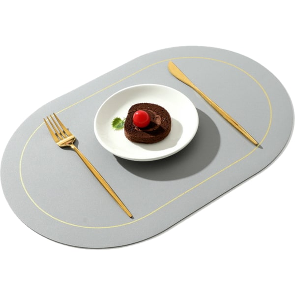 Faux läder placemats set om 4 - Dubbelsidig färg oval