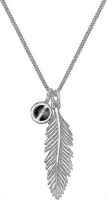 Halskæde til kvinder med fjer Boho vedhæng Solitaire Silver