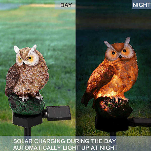 Have solcelledrevne udendørs dekorationslys - Resin Owl Solar LED-have