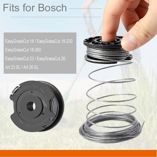 Spool Nylon Line Varaosat BOSCH EasyGrassCut 18 23 26 Art 23 26 SL (Linjan Pituus 4.9m Halkaisija ⌀1.65mm) (BOSCH F016800569 / F16800385, 4 Kpl)