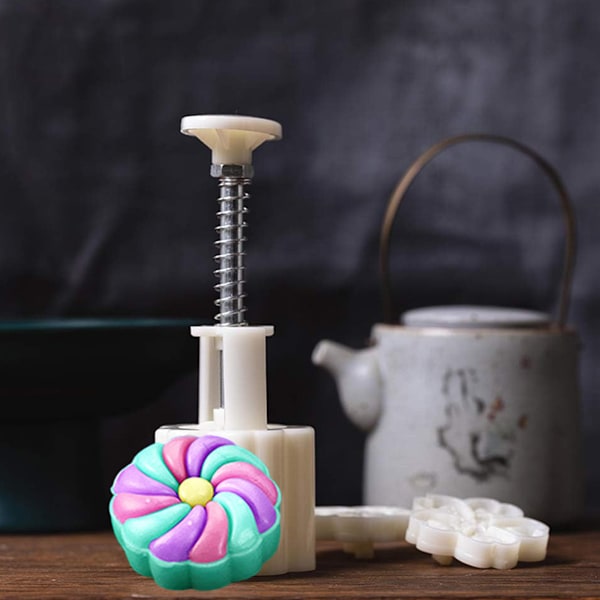 Kuukakku Muotti Setti, Kuukakku Puristin Muotit, Keskisyksyn Festivaali DIY Käsin Puristin Keksit Leimat Leivonnaiset Työkalu 50g Muoti Kuvio, Kuukakku Valmistaja (Valkoinen)