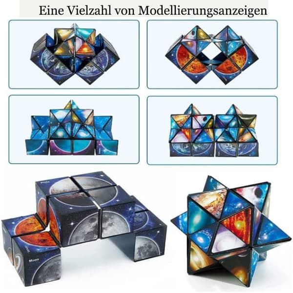 2 i 1 Starry Sky Planet Infinity Cube Set, Magic Cube Original, 3D, Transformerende Kuber, Kreativ Dekompresjonskube for Barn Voksne -