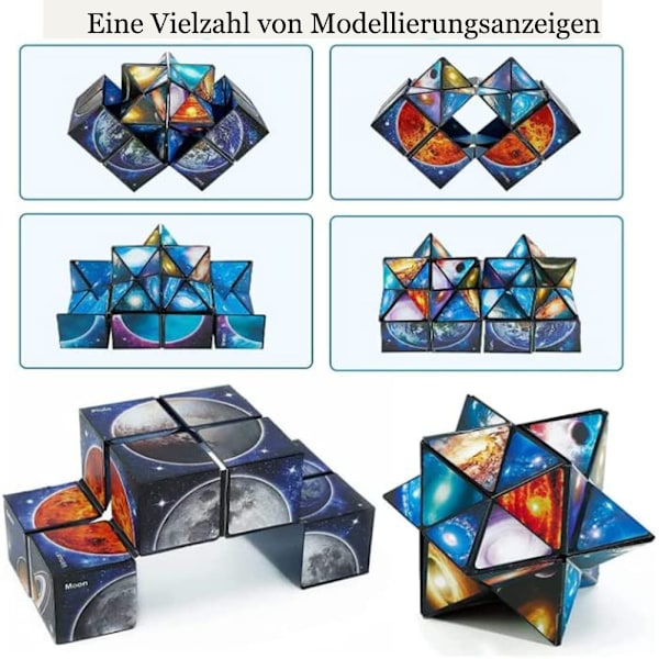 2 i 1 Stjärnhimmel Planet Infinity Cube Set, Magic Cube Original, 3D, Transformerande Kuber, Kreativ Dekompressionskub för Barn Vuxna -