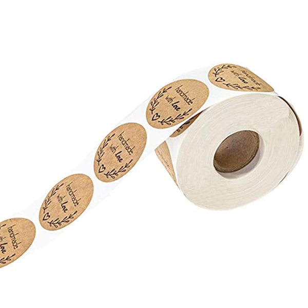 Kraft-paperin pyöreät tiivistysliimat, käsintehty rakkaus-tarra