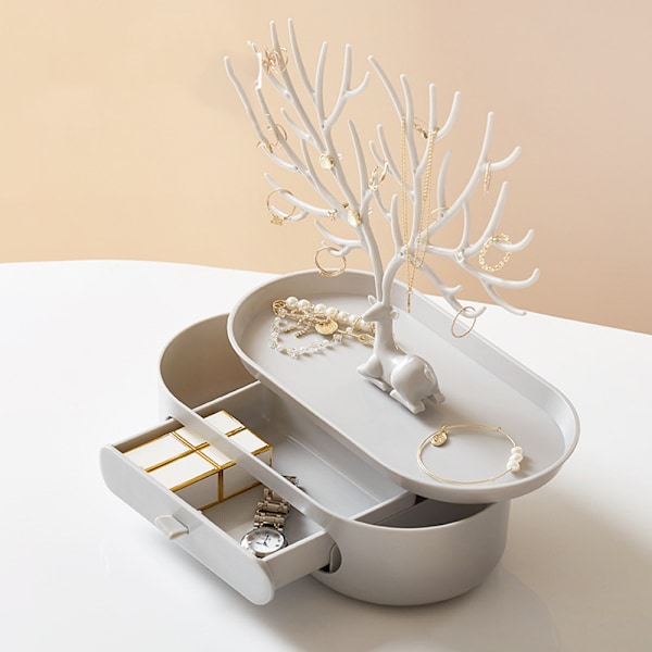 Fawn Jewellery Stand Tree Display - Harmaa laatikolla