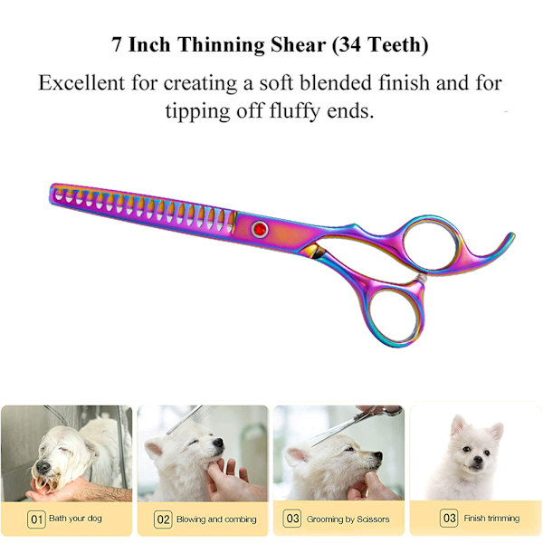 7 tommers kjæledyrpleiesaks Chunkers Shears for Dog, buede hundesaks