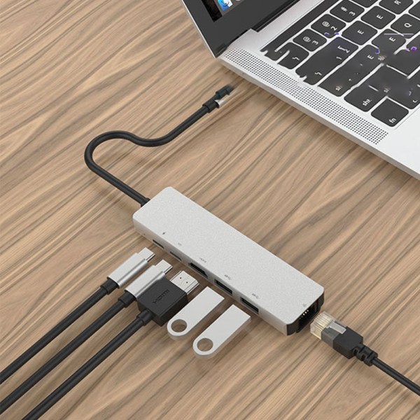 6-i-1 Type C HDMI-adapter med 87W USB-C PD-strømforsyning, 4K HDMI, 2 USB 3.0-kompatible for MacBook Pro, iPad Pro, XPS og USB-C-enheter