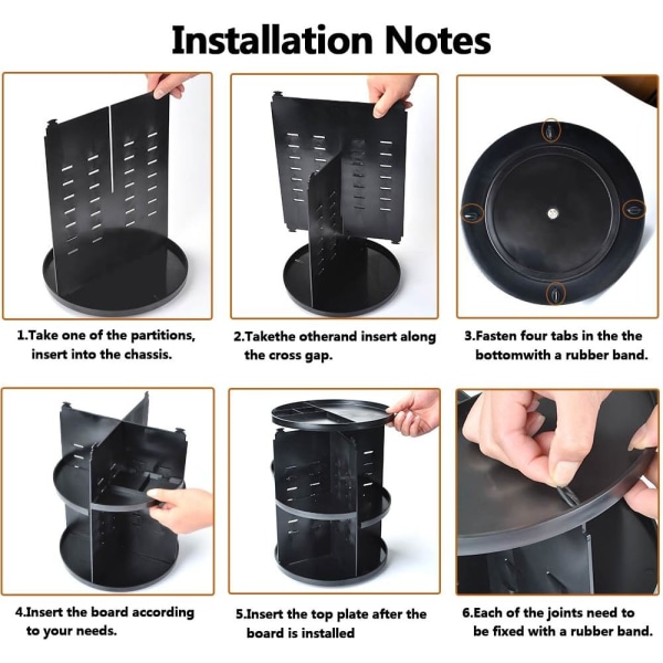 Sminkförvaring 360 graders roterande 8 lager rund kosmetisk arrangör (svart)