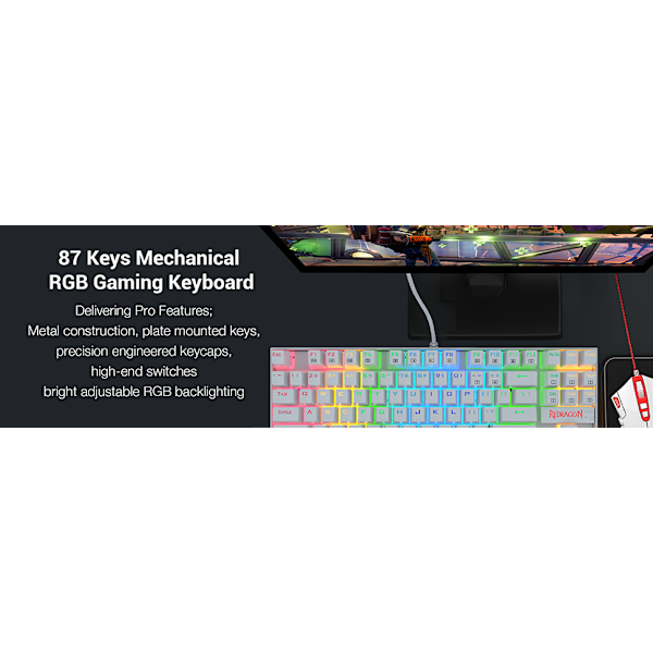Redragon K552 Mekanisk Gamingtangentbord 60% Kompakt 87 Tangenter